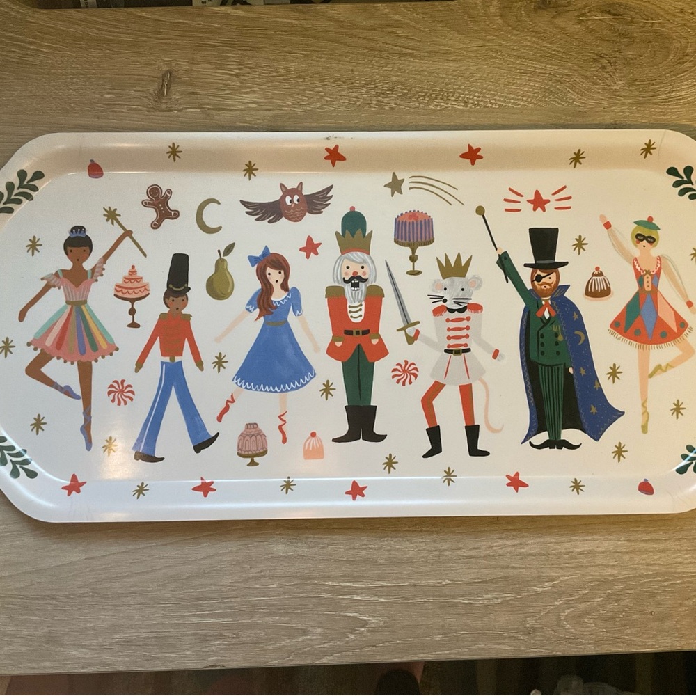 Anthropologie Rifle Paper Co. collab Nutcracker Serving Platter Holiday Tray